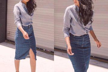 Štýlový vzhľad s džínsovou sukňou